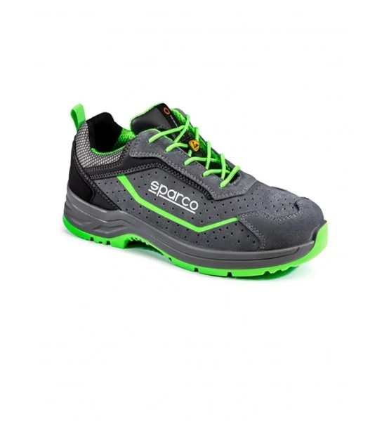 zapato de seguridad Sparco con detalles en color verde neón